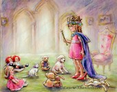 Princess art reproduction illustration girls decor pretend play purple green pink lavender print 8x10 Laurie Shanholtzer