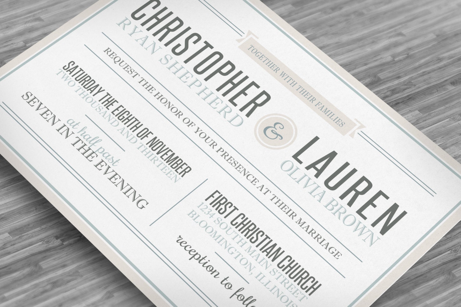 Modern Wedding Invitation - Custom Printable PDF