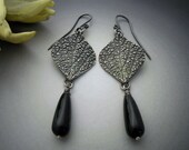 Blue Flash Tiger Eye Fine Silver Earrings