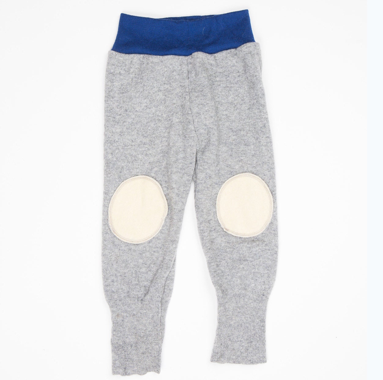 Kids Toddler Trousers Pants Joggers Sweatpants with Knee Patches in Upcycled Wool 1-2 years