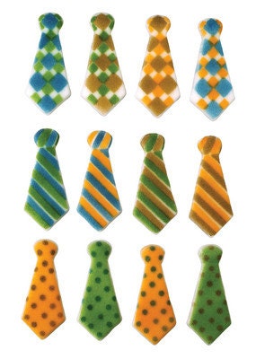 12 Tie Assortment Molded Sugar Cake / Cupcake Topper Decorations Il_170x135