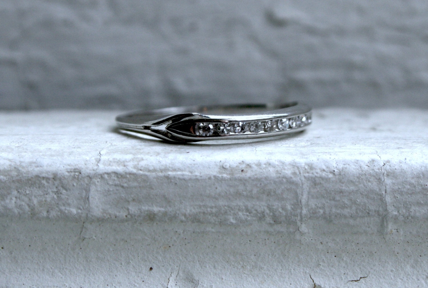 Vintage Channel Platinum Diamond Wedding Band - 0.28ct.