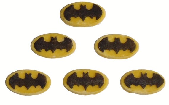 12 x Batman Logo Edible Cupcake Toppers - Cake Decoration - Yellow Icing Fondant