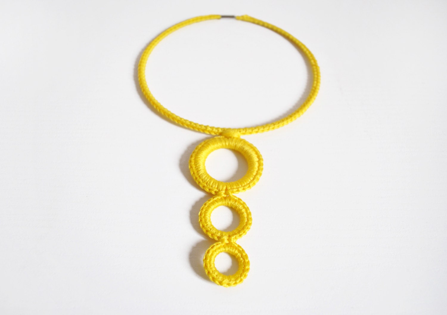Yellow geometric fiber necklace  / Choker neon simple fiber jewelry / Spring textile jewelry / Modern fiber necklace / Choose color
