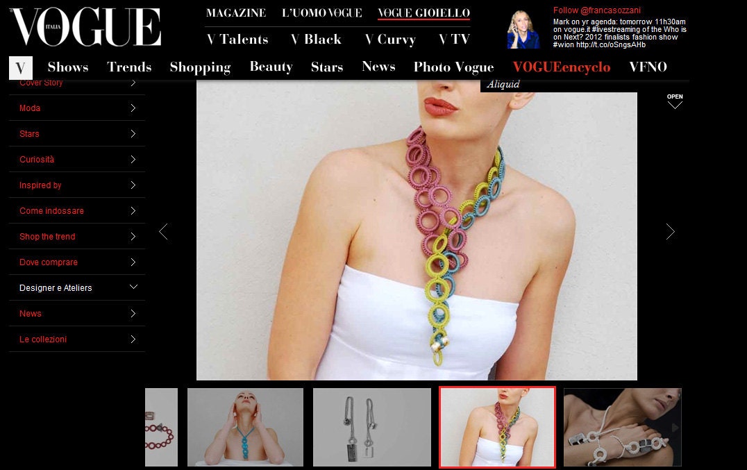 ON SALE Bib fiber necklace crochet / Necklace cotton blue lime olive green / Statement textile jewelry / Spring fashion / Fiber art necklace