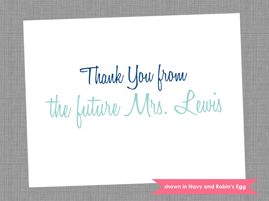 Bridal Shower Thank You Cards - Personalized Folded Note Cards - Colors and Text Customizable Il_570xn