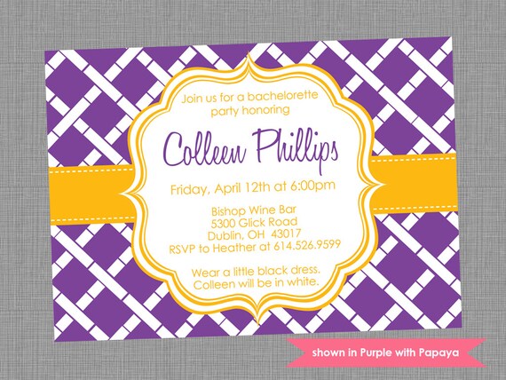 Printable Bachelorette Party Invitation - Bachelorette Themed Bamboo Invite - Colors and Text Customizable Il_570xn
