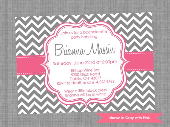Bachelorette Party Invitation - Printable Bachelorette Themed Chevron Invite - Colors and Text Customizable Il_570xn