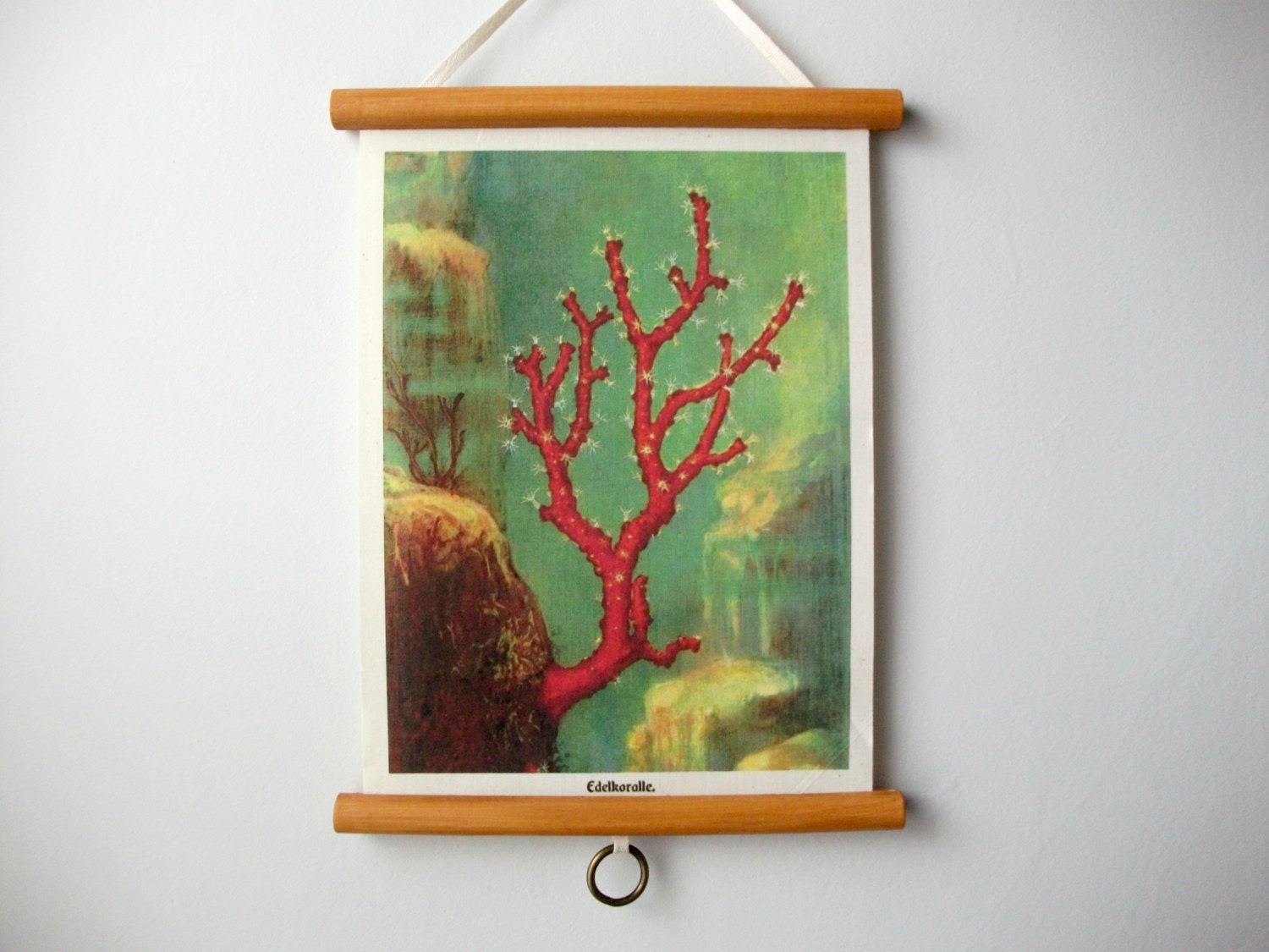 Mini Printed Fabric Vintage Style School Chart with Wood Trim - Red Coral (9" x 12")