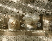 Burlap and Lace tea candle votives for weddings, 10 hour tea candles