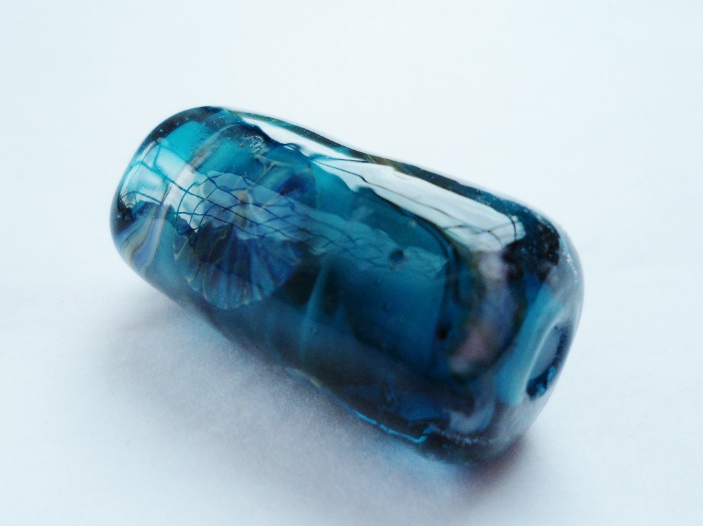 Watered blue - handmade lampwork focal bead