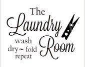 Laundry Room Vinyl Wall Decal with Clothespin Fun Vinyl Decor Laundry Room Housewares Large Vinyl Wall Decal 22x30