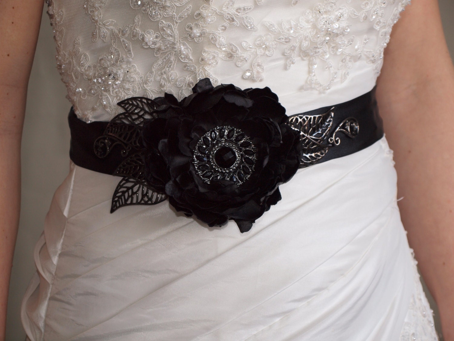 OOAK black sash, Miss Adele Midnight Sash