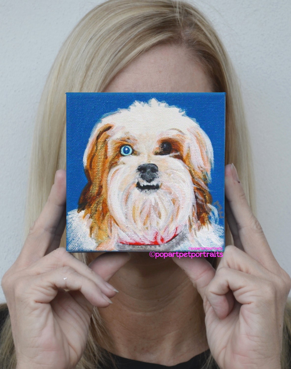 Lhasa Apso painting Custom Dog Portrait Pop art Painting Dog art Dog portrait Dog portraits etsy