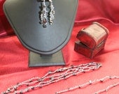 Polished Gray Stone  Beaded Crochet Necklace, Bracelet and Earring Boxed Jewelry Set
