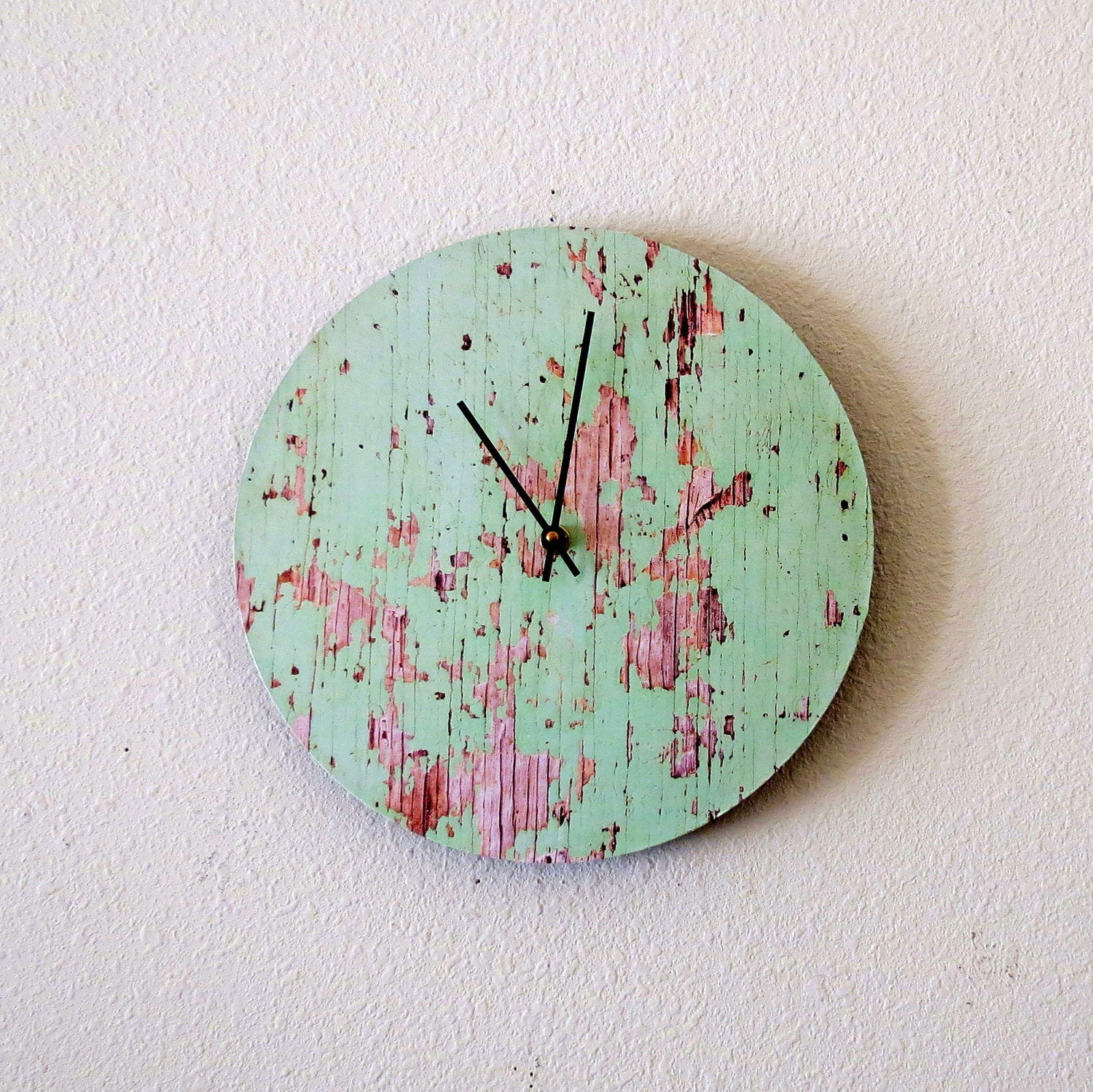 Cottage Chic Wall Clock, Green Recycled Clock, Unique Clock, Home and Living, Home Decor, Deocr and Housewares, Unique Gift, Reclaimed Wood
