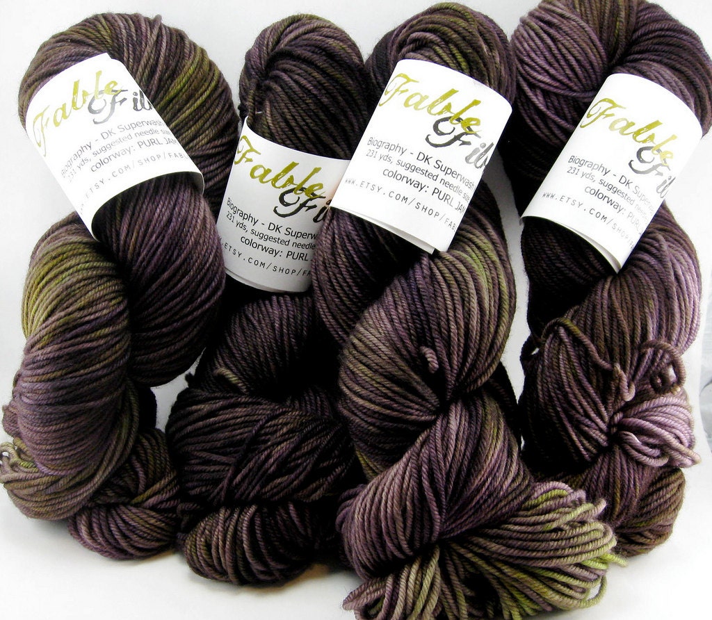 BIOGRAPHY -dyed to order- PURL JAM superwash dk merino wool yarn in purple green