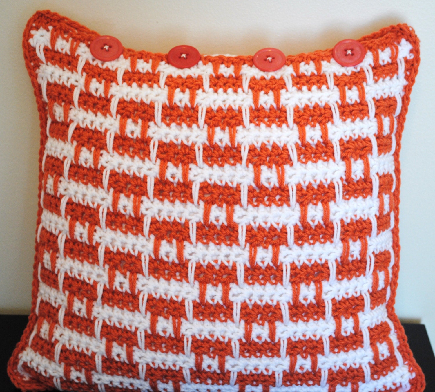 coral windows crochet removable button 16" pillow covers