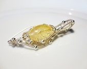 Wire Wrapped Citrine Pendant - Free Shipping (Handmade Jewelry Wire Wrapped Wirework Silver Plated Wire - Metallic Beads Citrine Nugget )