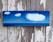 SALE 20% OFF Seascape original oil painting home decor wall art fluffy clouds abstract nautical teal blue ocean  - Latitude series six