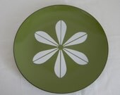 Vintage Mid Century Modern Cathrineholm Enamelware Plate Green White Lotus Norway