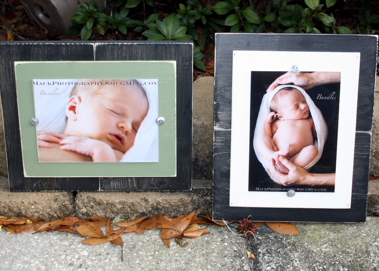 Distressed Picture Frame, Rustic Frame, Black Picture Frame Sage Green, 5x7 Picture Frame