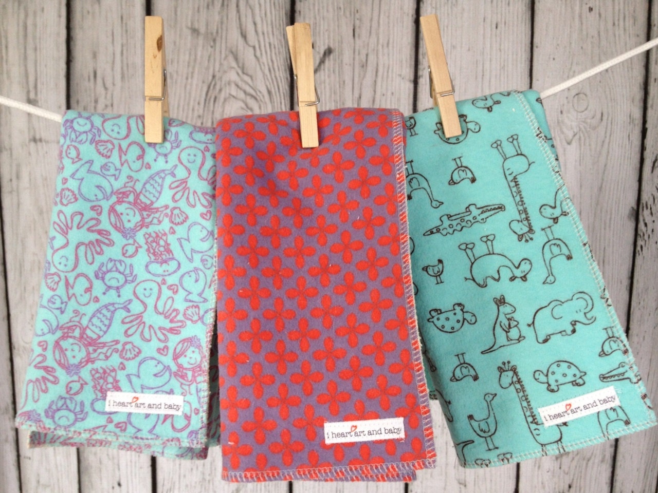 Burp Cloth Gift Set - you choose any 3 patterns - MADE TO ORDER