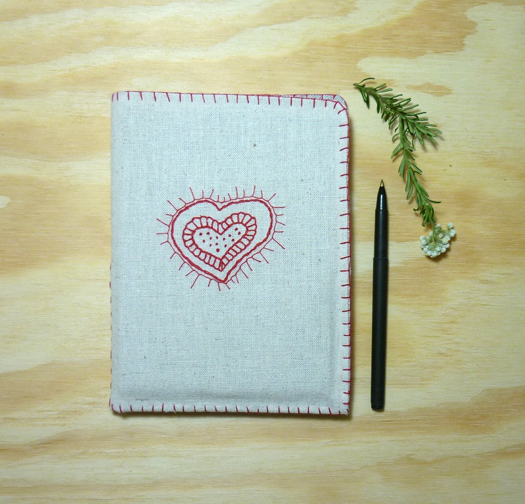 hand embroidered Linen writing set with 6 blank cards