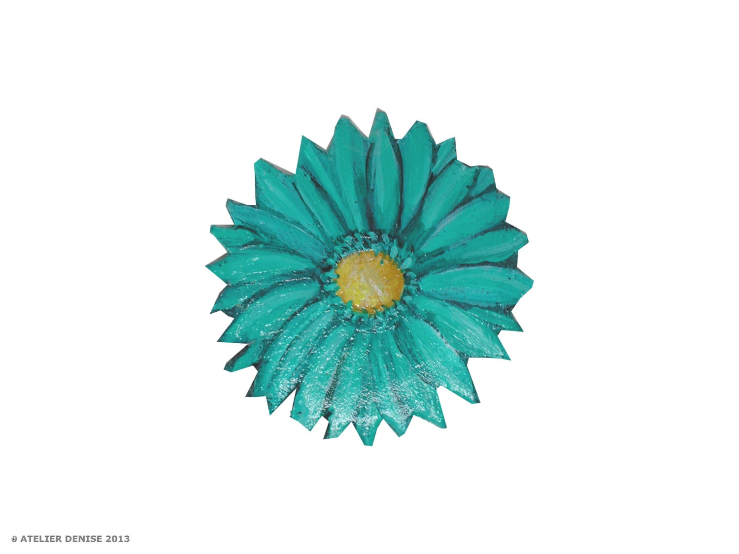 Aqua Gerbera Daisy Flower Art Brooch