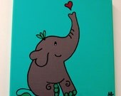 Lucky Feng Shui Baby Elephant Nursery Room Original Artwork