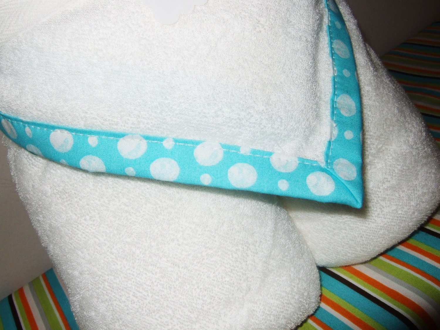 Organic Cotton & Bamboo Large Hooded Towel Set - Water bubbles Turquoise - Personalize