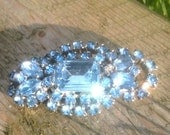 Blue Rhinestone Brooch 1950s Vintage Jewelry