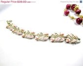 Coro Pink Enamel Rhinestone w Pearl 1950s Bracelet Vintage Jewelry