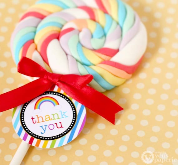 Rainbow Birthday Party - DIY PRINTABLE Favor Tag Thank You Label - Instant Download - PS808CA1h Il_570xn