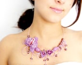 Orchid violet necklace - Botanical necklace - Flowers jewelry - OksanaPiven