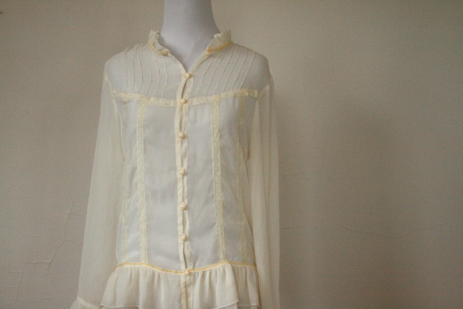 vintage sheer long sleeve blouse