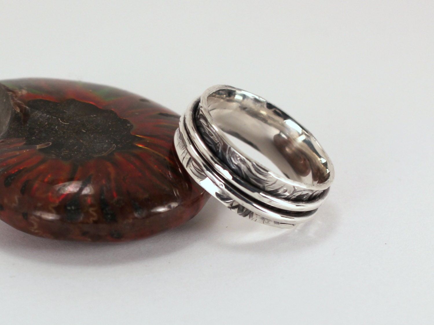 MADE TO ORDER - Textured Spinner Ring - Sterling Silver