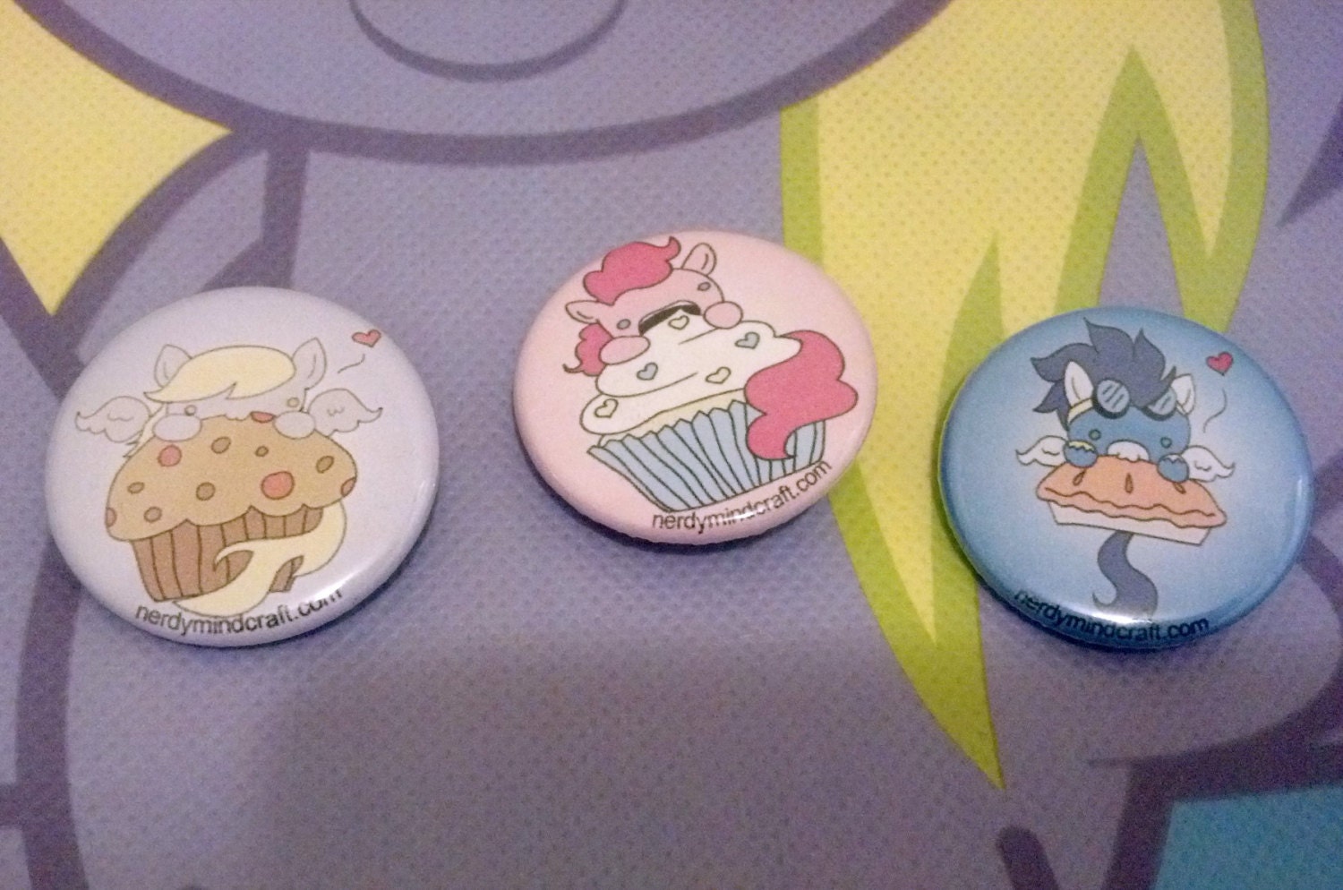 MLP Inspired Pony Dessert Nom Buttons (Set of 3)
