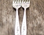 THE MR and THE Mrs - Set of Upcycled Vintage Silverware Forks hand stamped