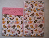 Set of 2 Owl and Bird  Minky Burp Cloth - Baby Shower Gift - Lovey - Minky Lovey - Security Blanket - Ready to Ship