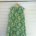Vintage Green Dress with Peter Pan collar-Mod Paisley Pattern, Pleated Colorful Spring Dress, Summer Dress