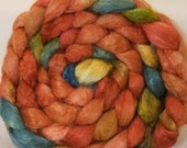 Hand- dyed tussah silk roving -  Santa Fe  ( 3.1 oz.)