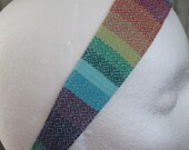 Women's Wrap Scrap Headband, Made from Upcycled Girasol Double Rainbow RR Azul DW