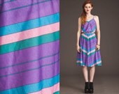 Vintage CHEVRON STRIPE 70s Dress // Pastel //