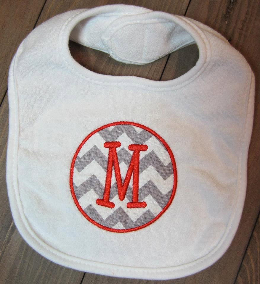 Personalized Chevron Circle Patch Bib