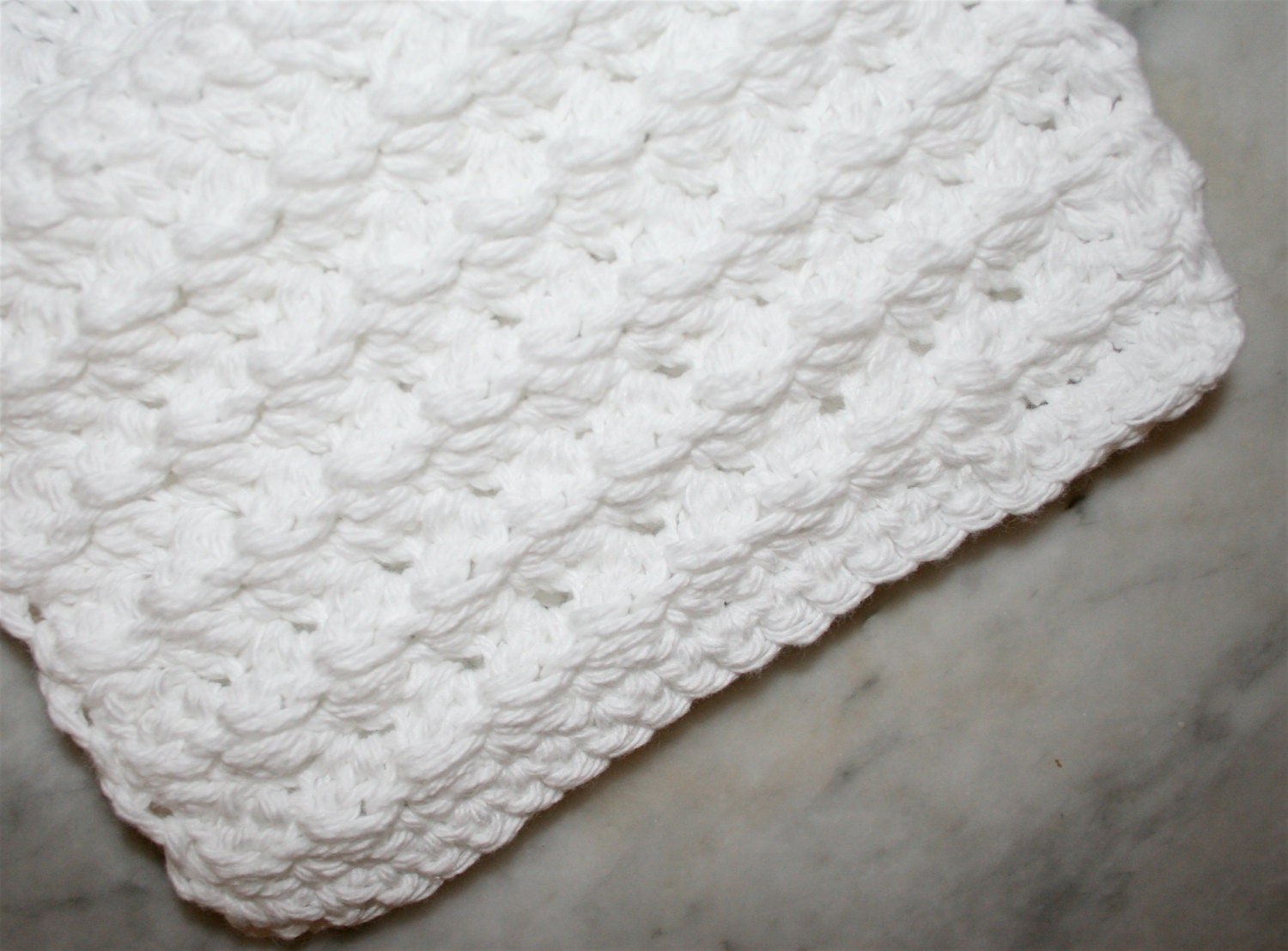 Set of 2 Crochet Dish / Wash Bath Cloths / Dish RagHandmade Kitchen  White 100% USA Grown Cotton Housewares Natural Organic Eco