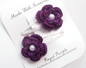 Royal Purple Flower Hand Crocheted Hair Clip