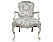 FREE SHIPPING French Victorian Parlor Arm Chair Upholstered Vintage Rustic Country Modern Chic White Wood Beach Earthy