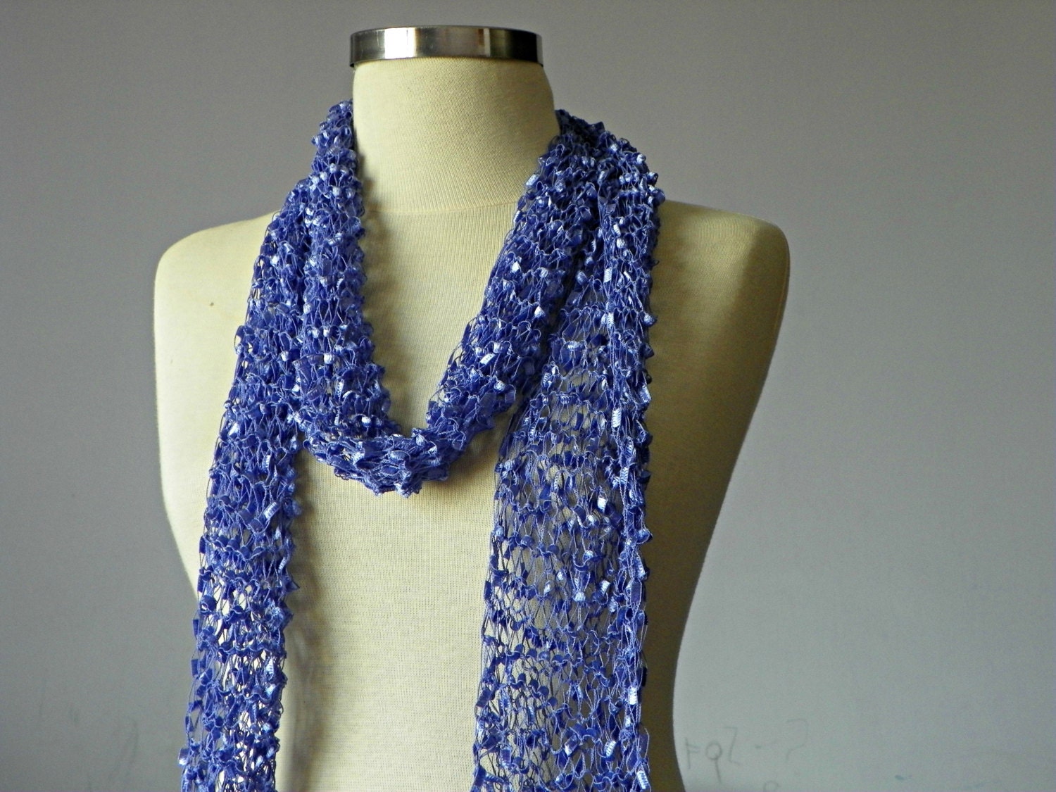 Spring and summer scarf lilac trellis yarn handmade neckwarmer women accessories, summer day and night fashion