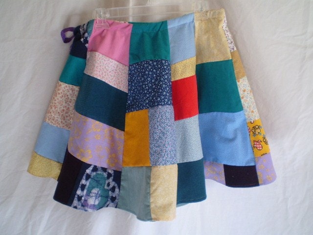 Hippie Patchwork Drawstring Skirt